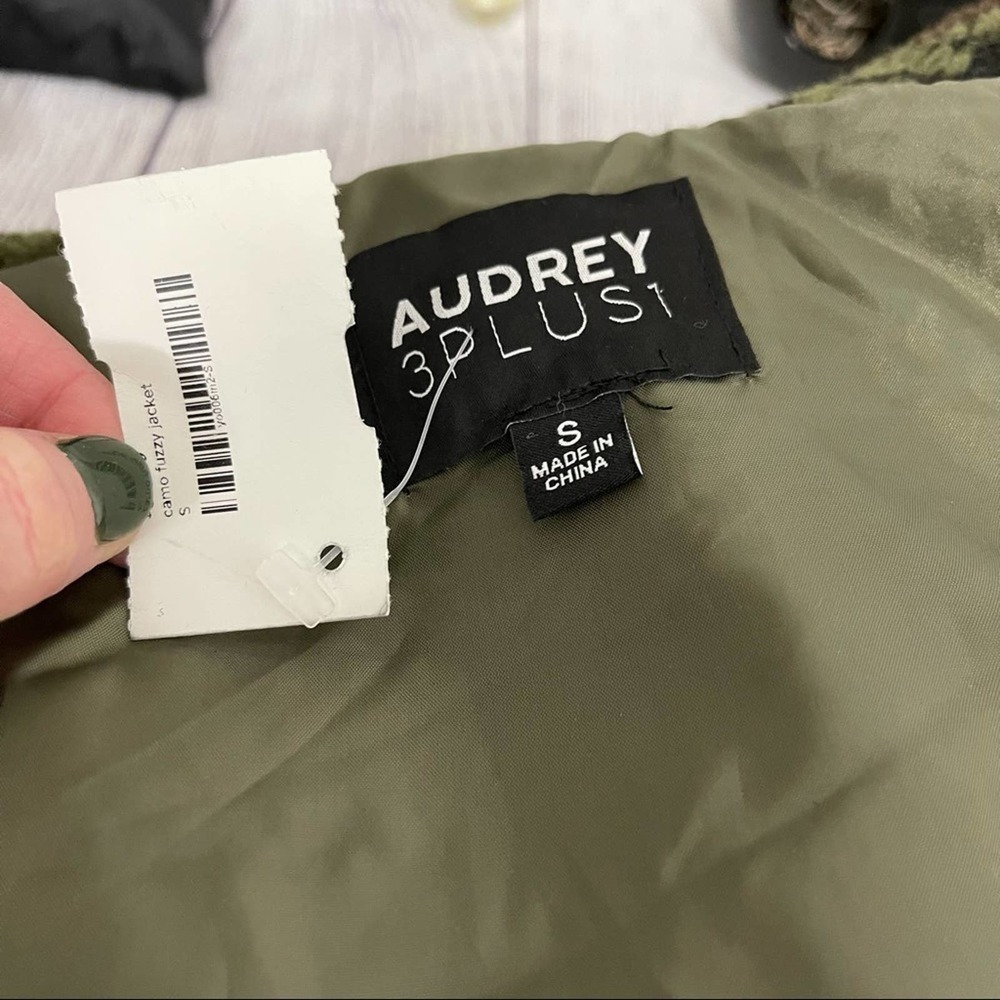 AUDREY Teddy Bear Sherpa HoodedArmy Camo  Jacket NWT - Picture 11 of 12